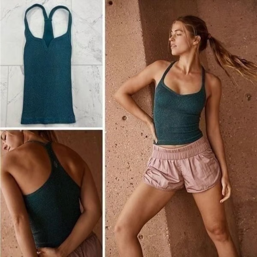 Free People Teal Green Racerback Tank Top